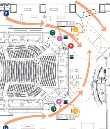 map showing navigation patterns in a public space